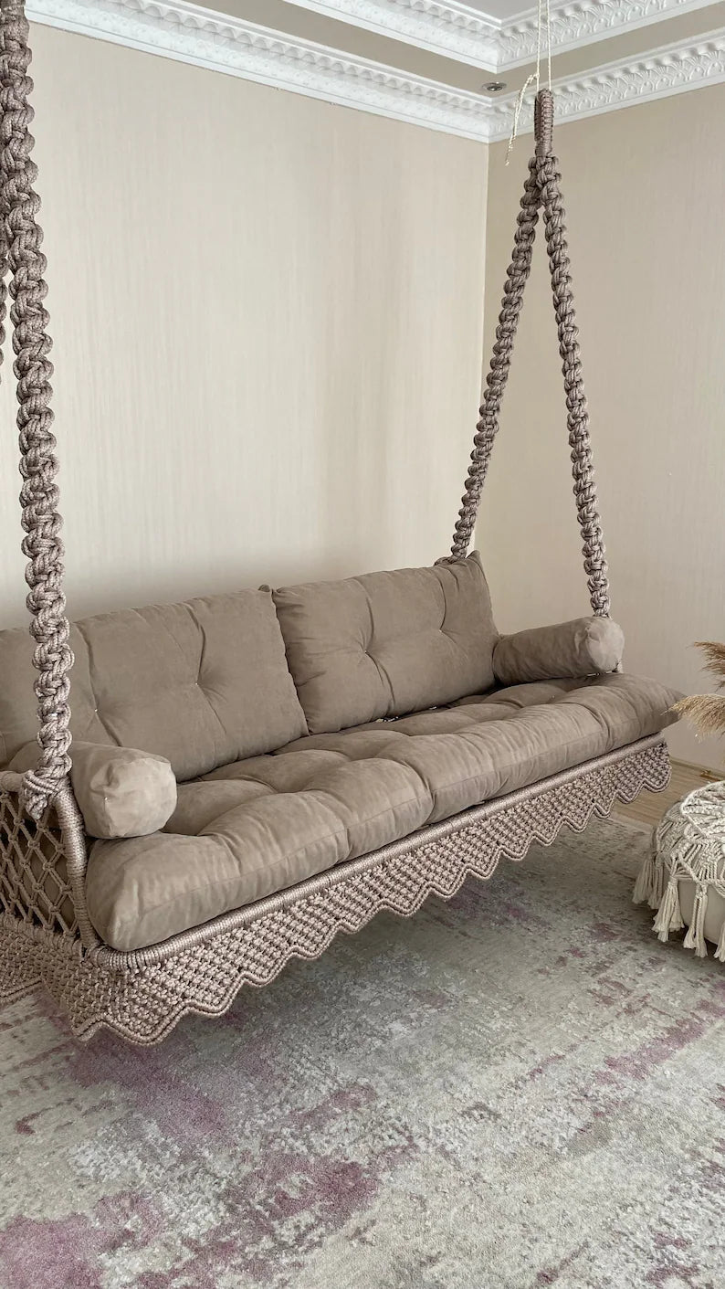 Macrame Sofa Swing With Mattress - Leechoo